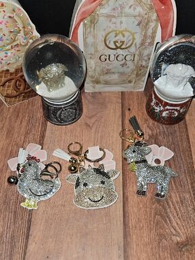 Rhinestone farm Animal Keychains Nwt